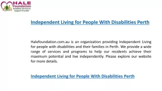 independent living for people with disabilities