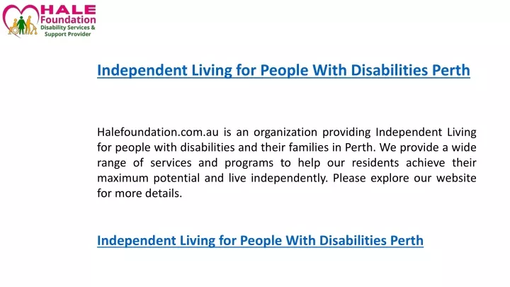 independent living for people with disabilities