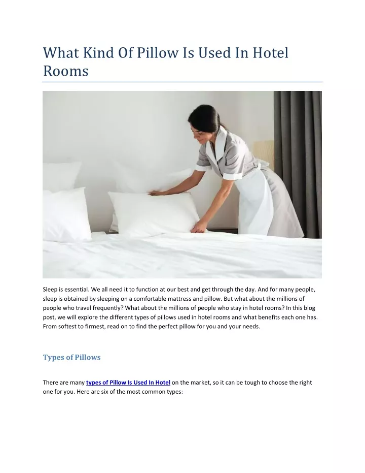 what kind of pillow is used in hotel rooms