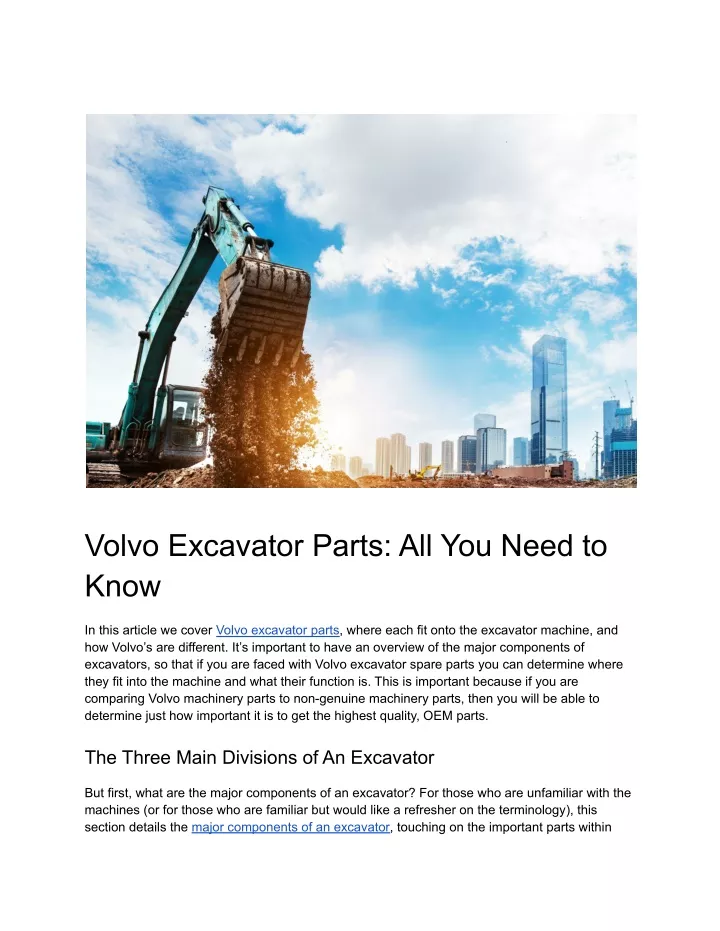 volvo excavator parts all you need to know