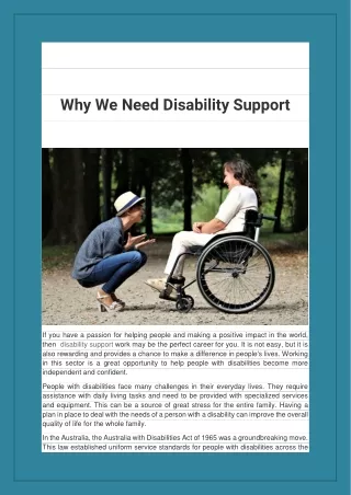 why we need disability support