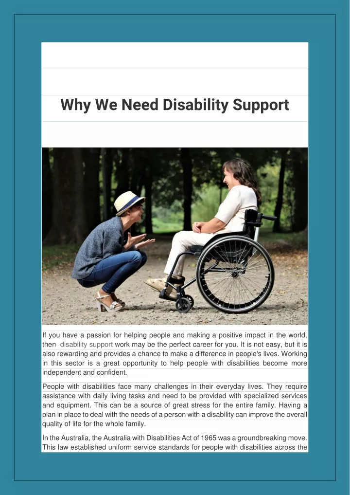 why we need disability support