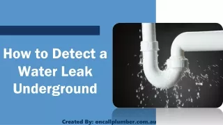 How to Detect a Water Leak Underground