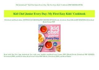 Pdf [download]^^ Kid Chef Junior Every Day My First Easy Kids' Cookbook [PDF EBOOK EPUB]