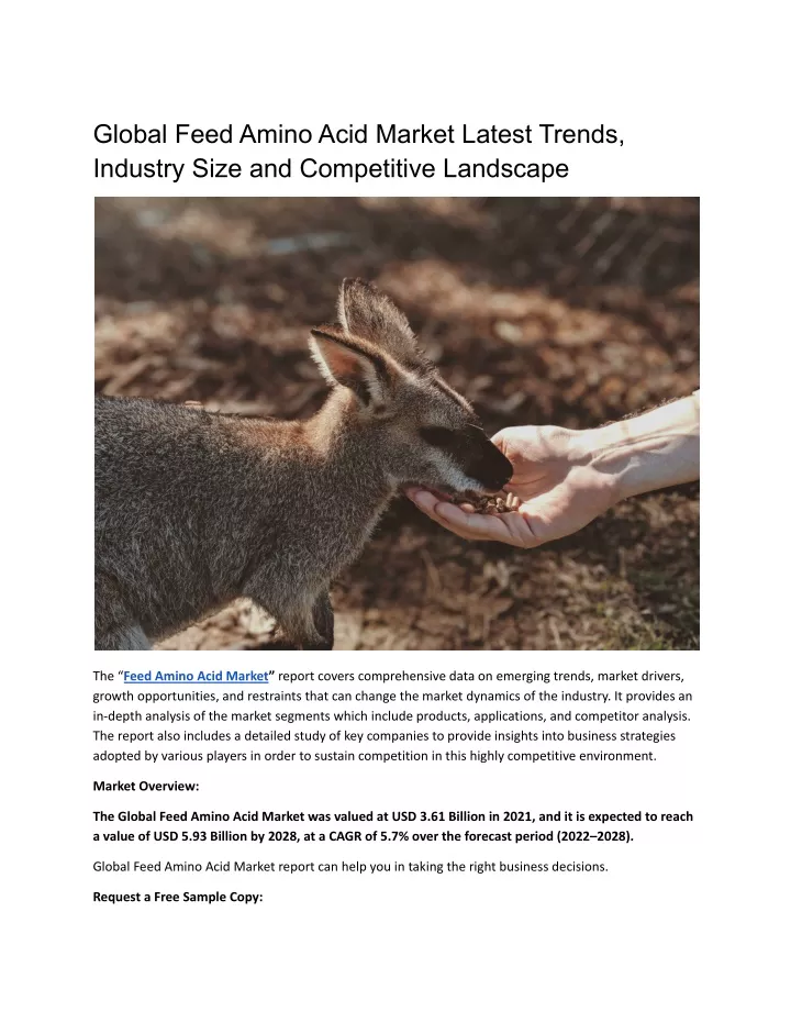 global feed amino acid market latest trends