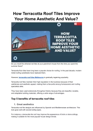 how terracotta roof tiles improve your home