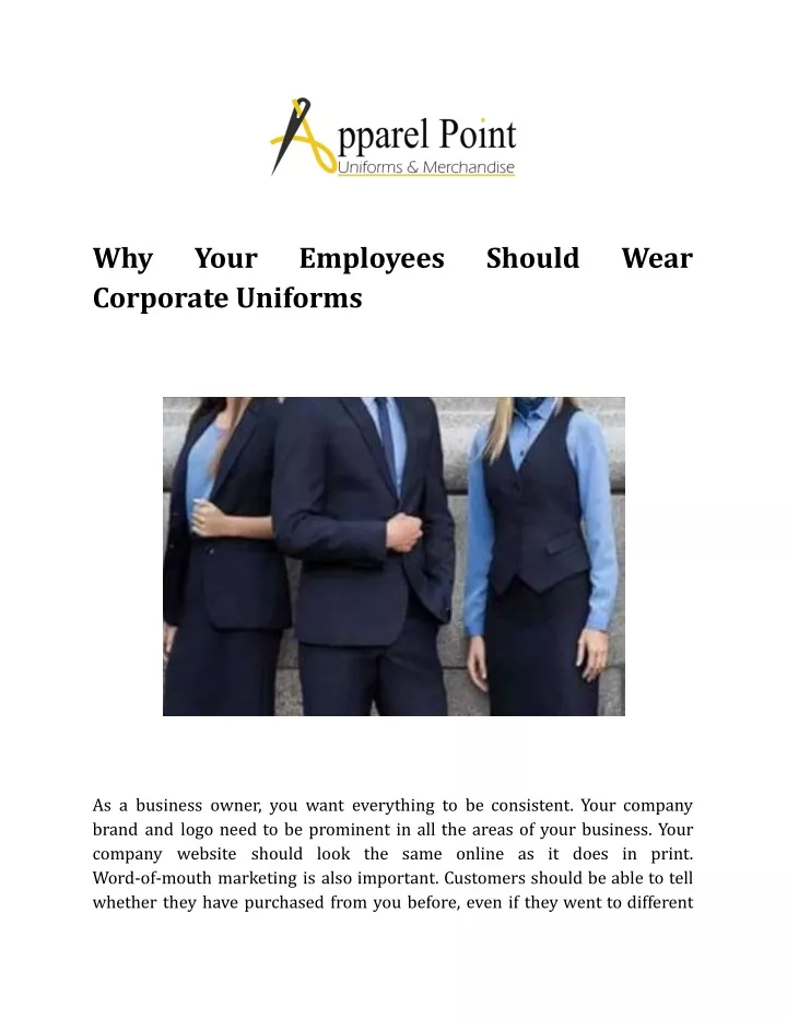 PPT - Why Your Employees Should Wear Corporate Uniforms PowerPoint ...