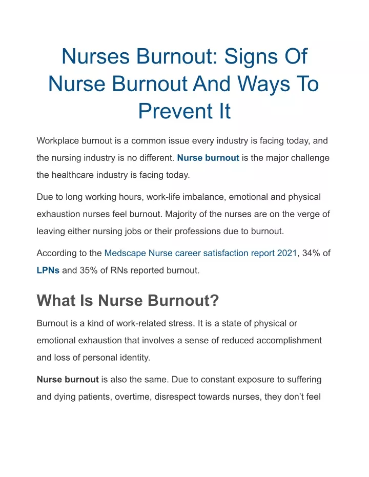 nurses burnout signs of nurse burnout and ways