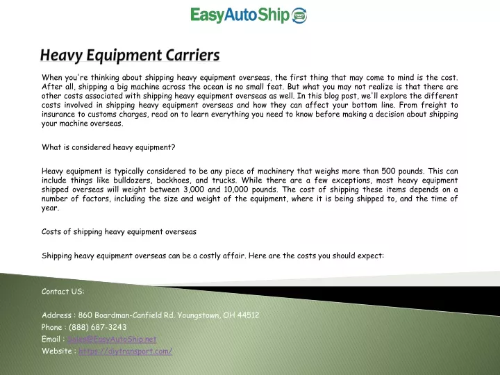 heavy equipment carriers