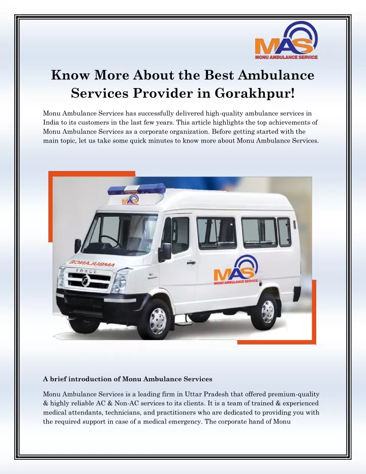 know more about the best ambulance services