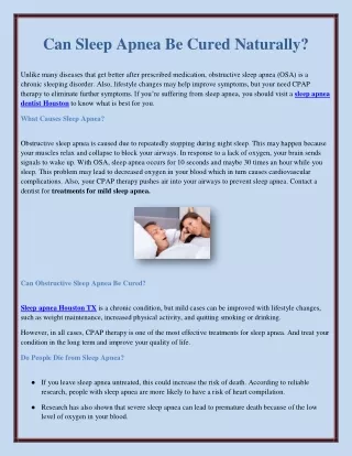 Can Sleep Apnea Be Cured Naturally?
