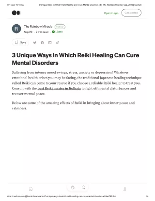 3 Unique Ways In Which Reiki Healing Can Cure Mental Disorders