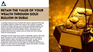 retain the value of your wealth through gold