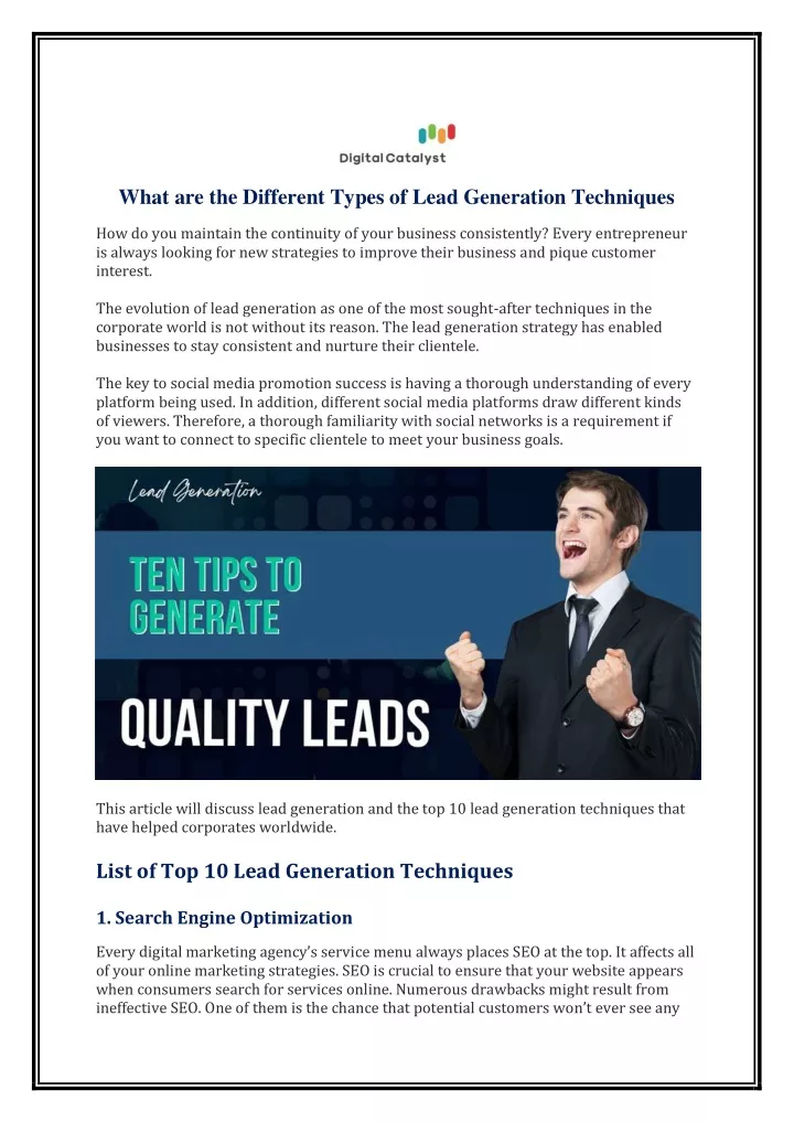 what are the different types of lead generation