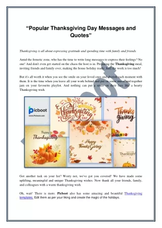 Popular Thanksgiving Day Messages and Quotes