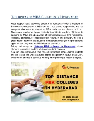 Top distance MBA Colleges in Hyderabad