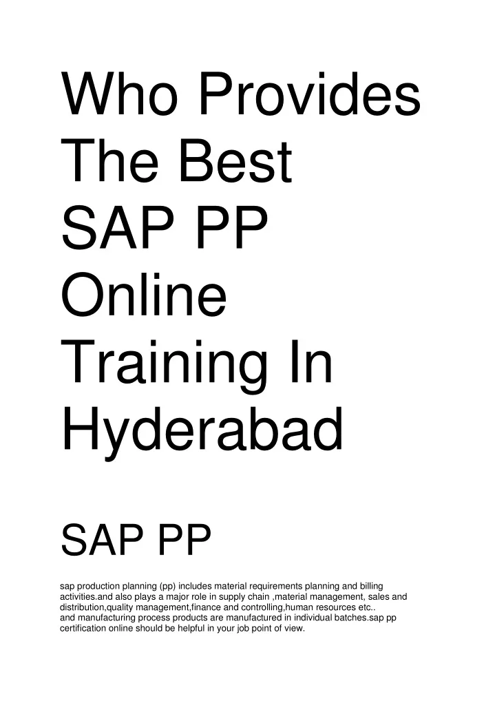 who provides the best sap pp online training