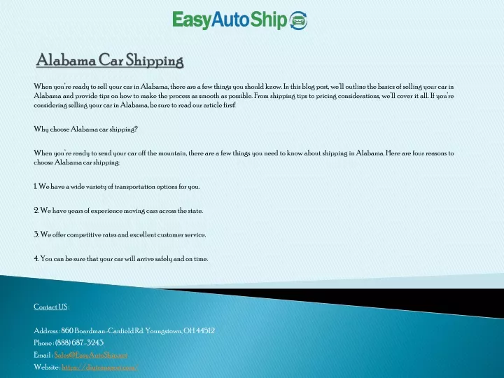 alabama car shipping