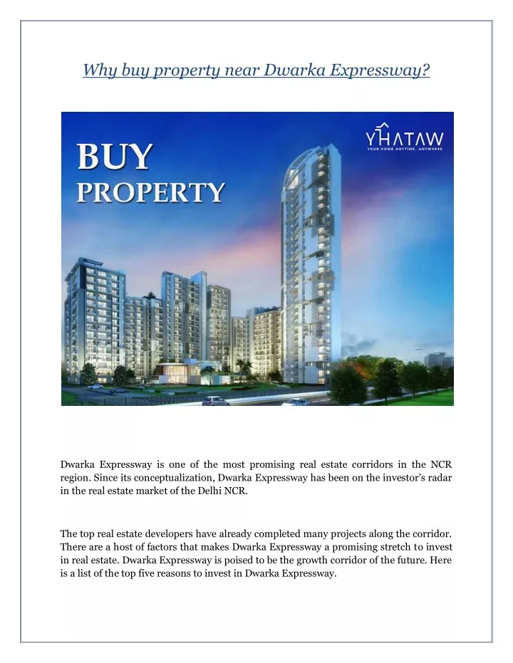 why buy property near dwarka expressway