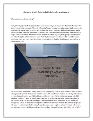 Gigi Catalin Neculai - Social Media Marketing's Growing Popularity