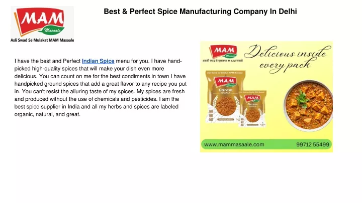 best perfect spice manufacturing company in delhi