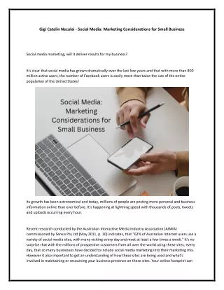 Gigi Catalin Neculai - Marketing Considerations for Small Business