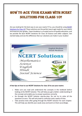 How to Ace Your Exams with NCERT Solutions for Class 10