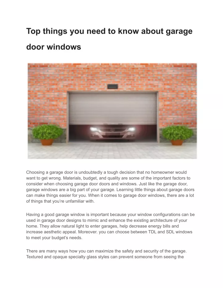 top things you need to know about garage