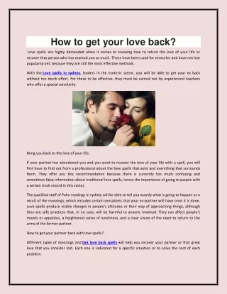 How to get your love back