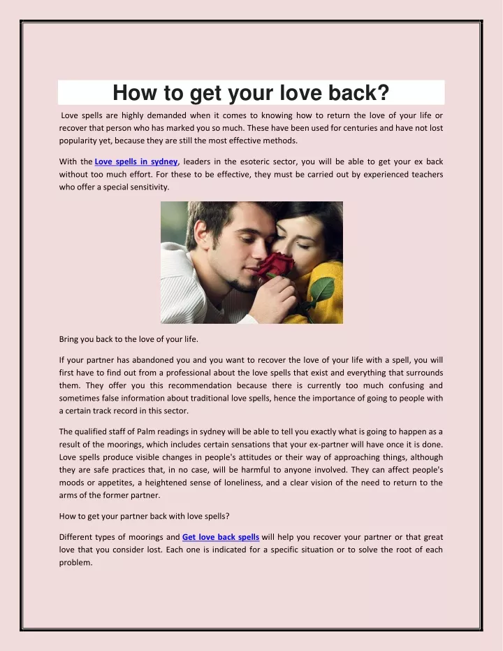 how to get your love back
