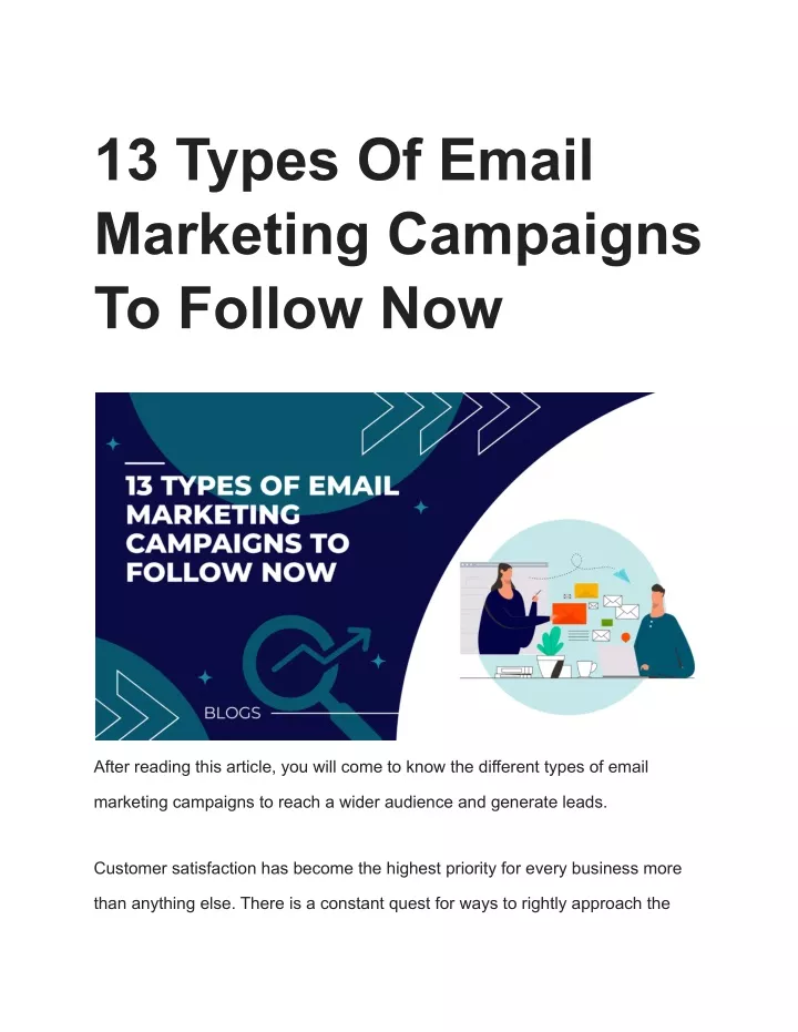 13 types of email marketing campaigns to follow