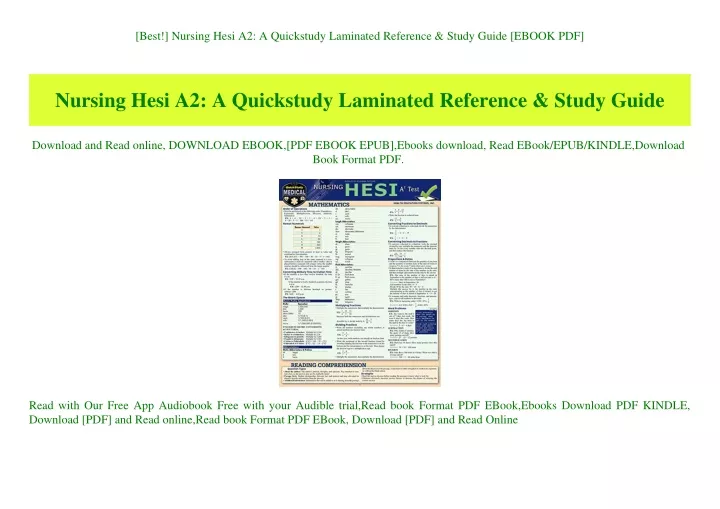 best nursing hesi a2 a quickstudy laminated