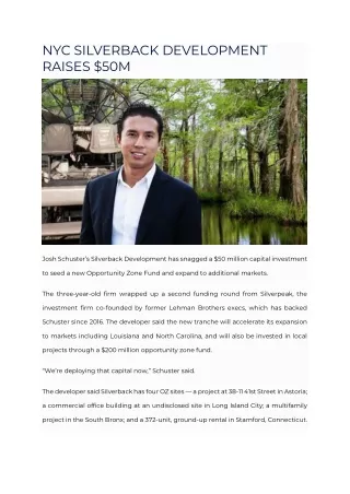 nyc silverback development raises 50m