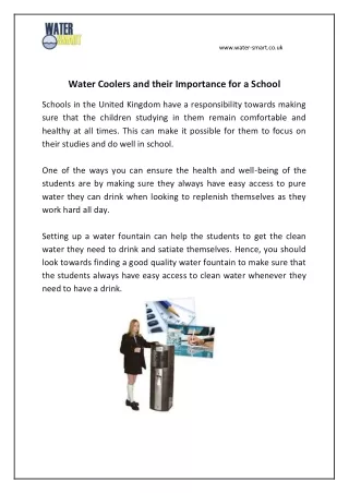 Water Coolers and their Importance for a School