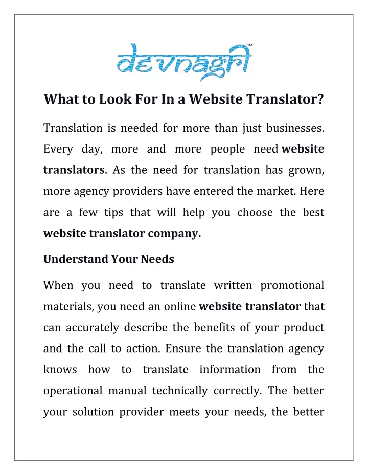 what to look for in a website translator