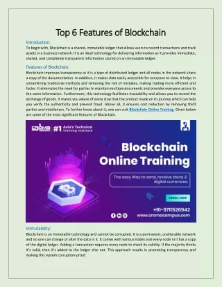 top 6 features of blockchain top 6 features