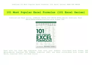 Download 101 Most Popular Excel Formulas (101 Excel Series) READ PDF EBOOK