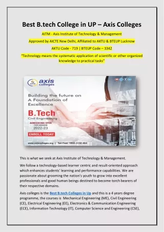 best b tech college in up axis colleges