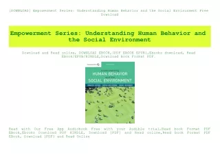 [DOWNLOAD] Empowerment Series Understanding Human Behavior and the Social Environment Free Download