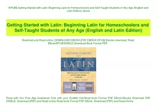 epub getting started with latin beginning latin