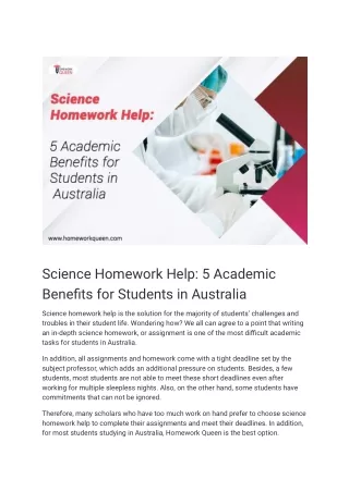 Science Homework Help_ 5 Academic Benefits for Students in Australia