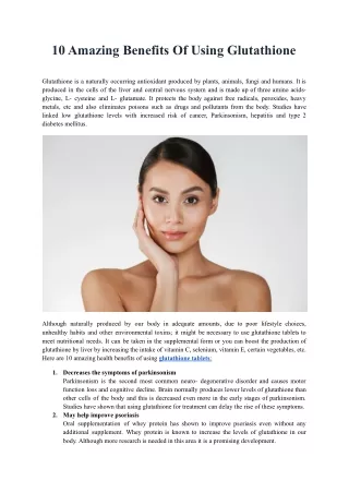 10 Amazing Benefits Of Using Glutathione