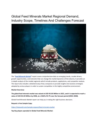 global feed minerals market regional demand
