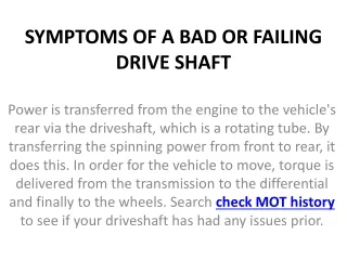 symptoms of a bad or failing drive shaft