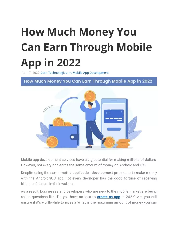 how much money you can earn through mobile