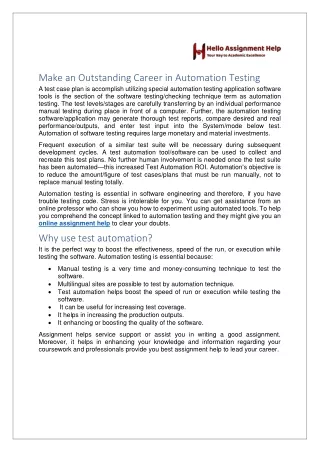 make an outstanding career in automation testing