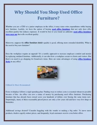 Why Should You Shop Used Office Furniture?