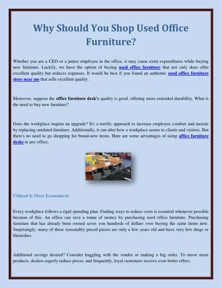 why should you shop used office furniture