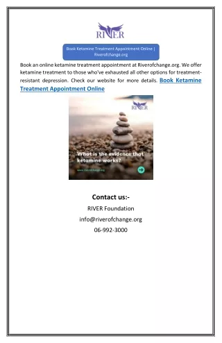 Book Ketamine Treatment Appointment Online | Riverofchange.org
