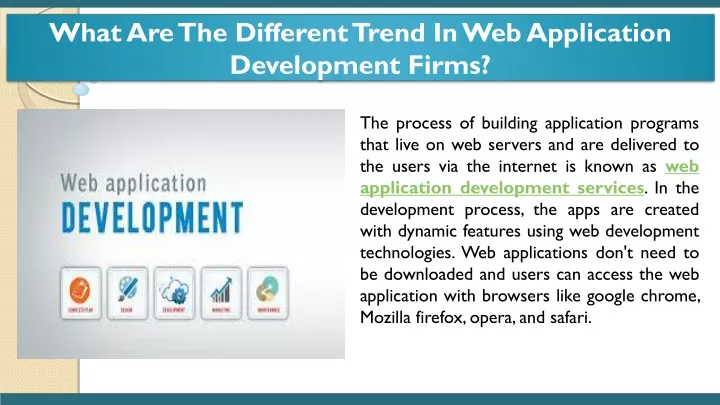 what are the different trend in web application